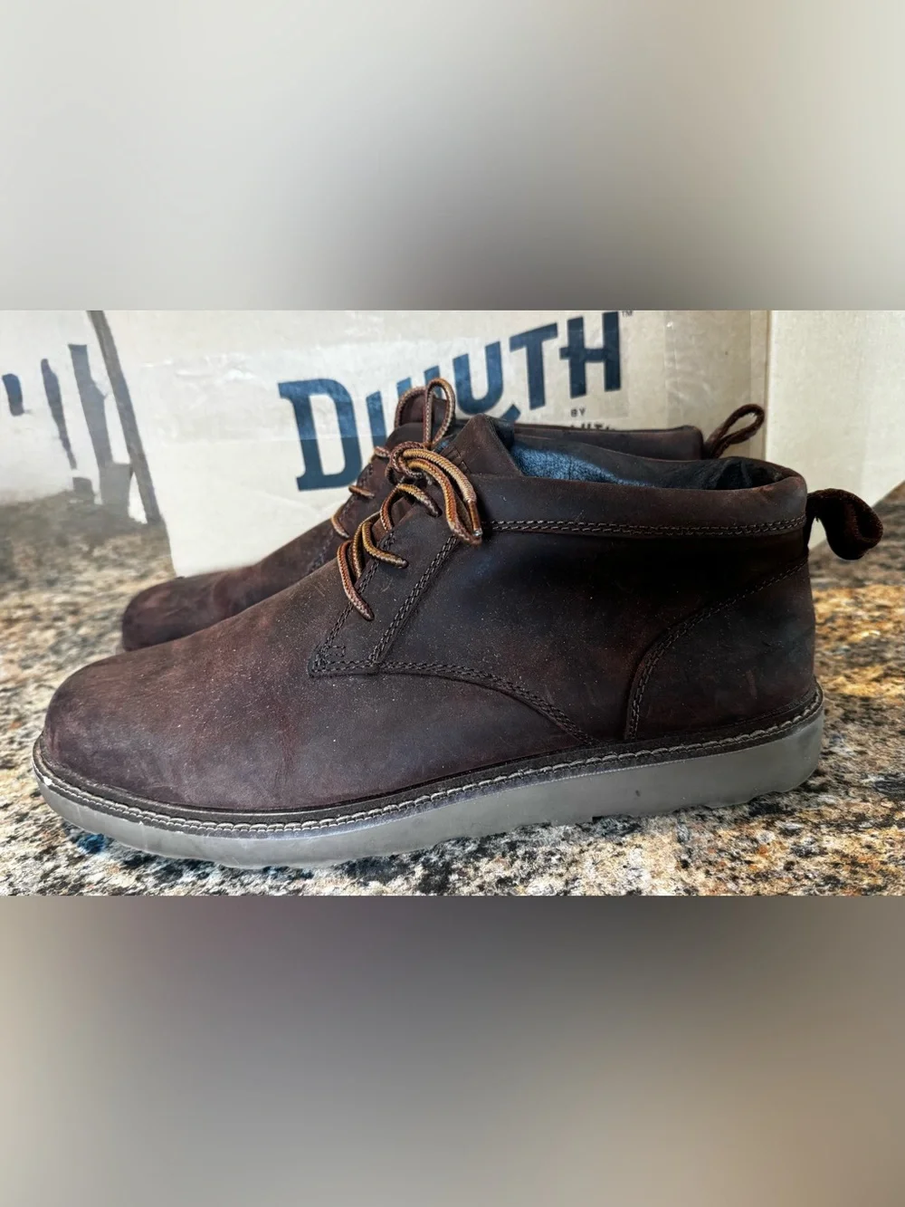 Duluth Trading Men's Brown Leather Chukka Boots Lace-Up Ankle Round Toe 13 M